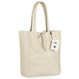 Geanta shopper din piele naturala DiAmanti Luisa Crema